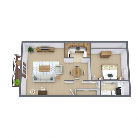 One Bedroom Floor Plan 11B  at Beacon Hill Apartments, Omaha, 68134